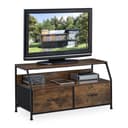 relaxdays TV-Board Industrial Style Braun/Schwarz mit 2 Schubladen Bild 2