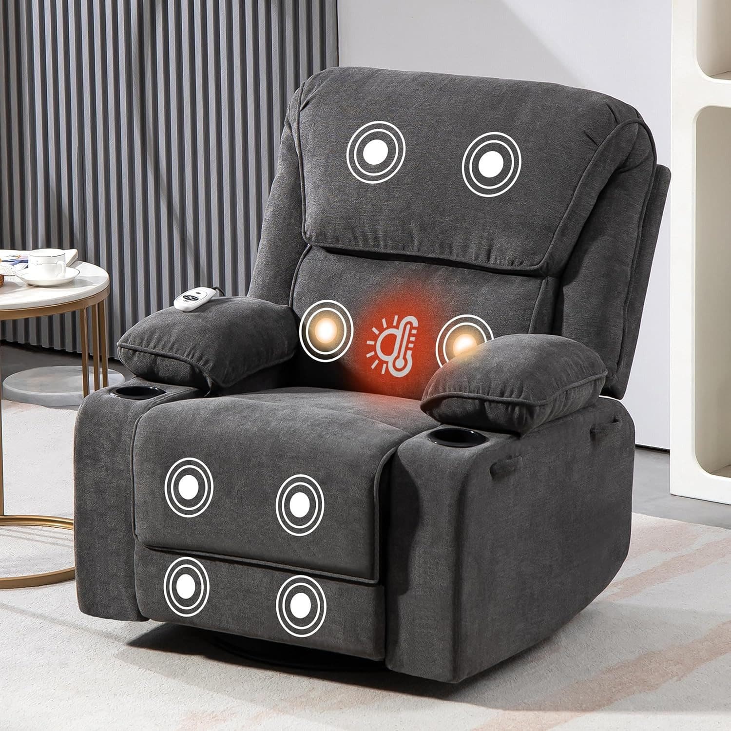 BRTHORY Massagesessel Relaxsessel mit Massagefunktion, Fernsehsessel, 360°drehbar - Bild 2