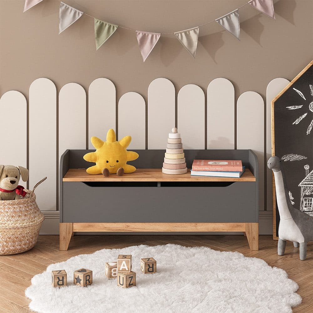 VitaliSpa® Spielzeugtruhe Malia Grau mit Sitzfläche - Bild 2