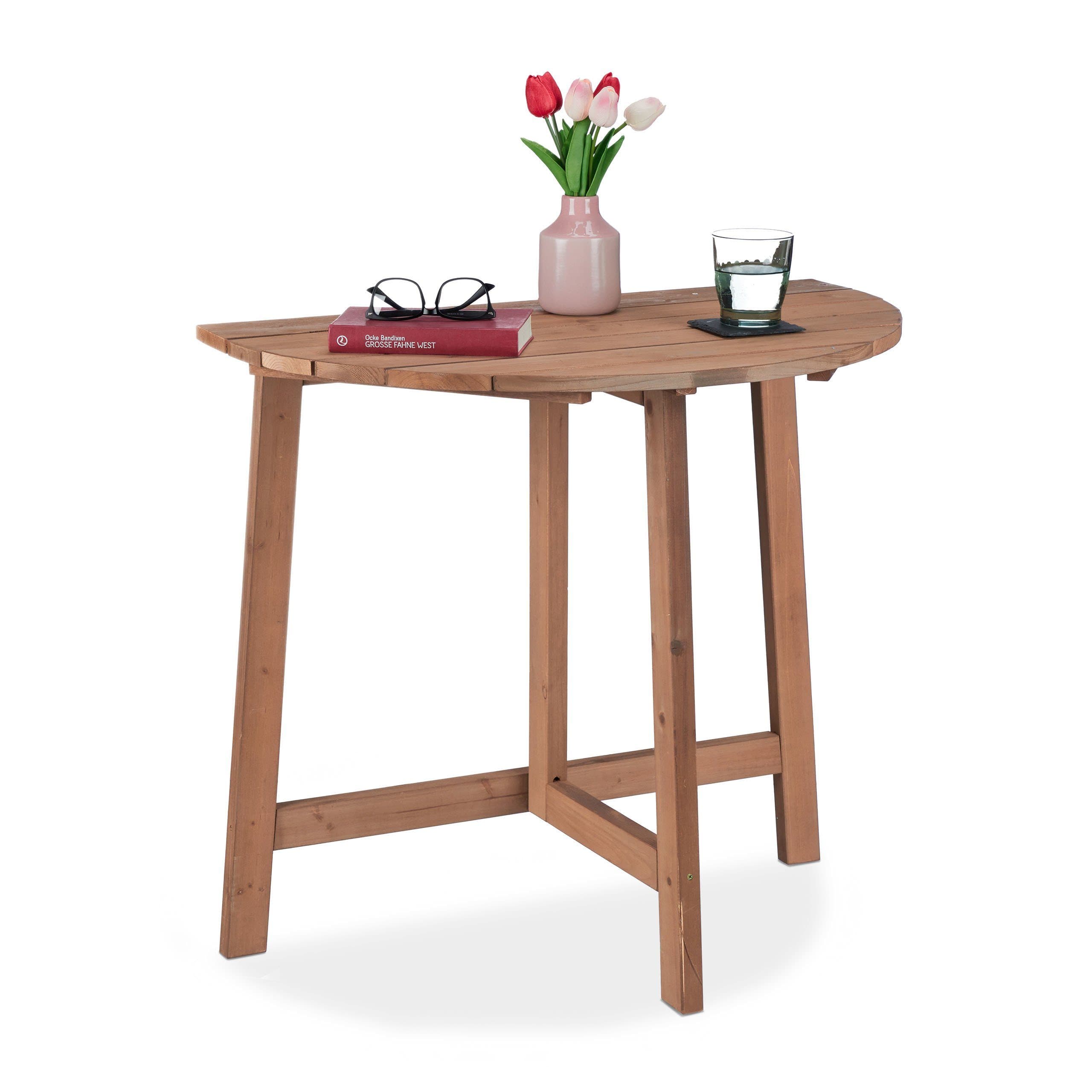 relaxdays Halbrunder Klapptisch aus Holz Dunkelbraun - Bild 2