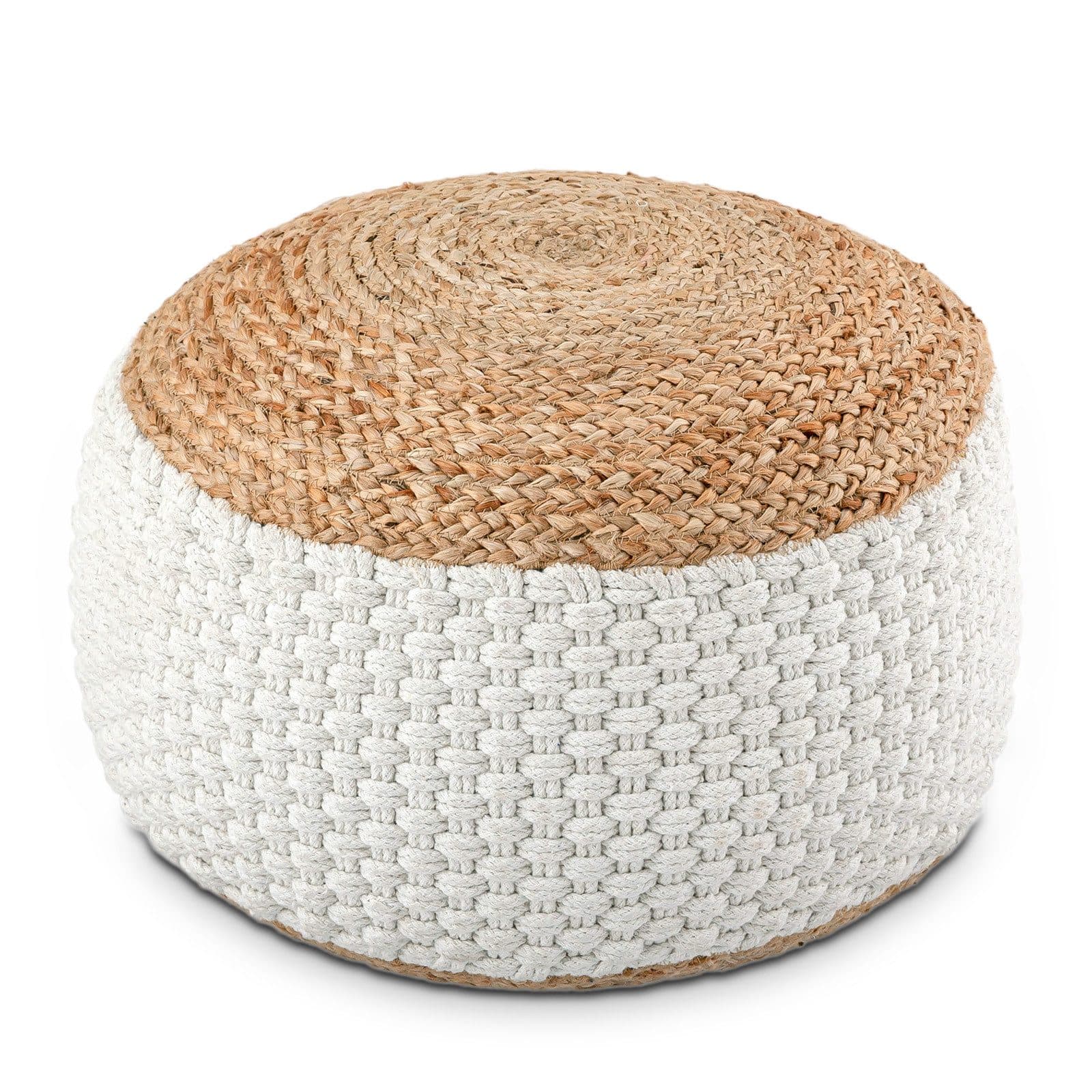 Amagohome Jute Sitzhocker Rund Quadratisch Weiß - Bild 2