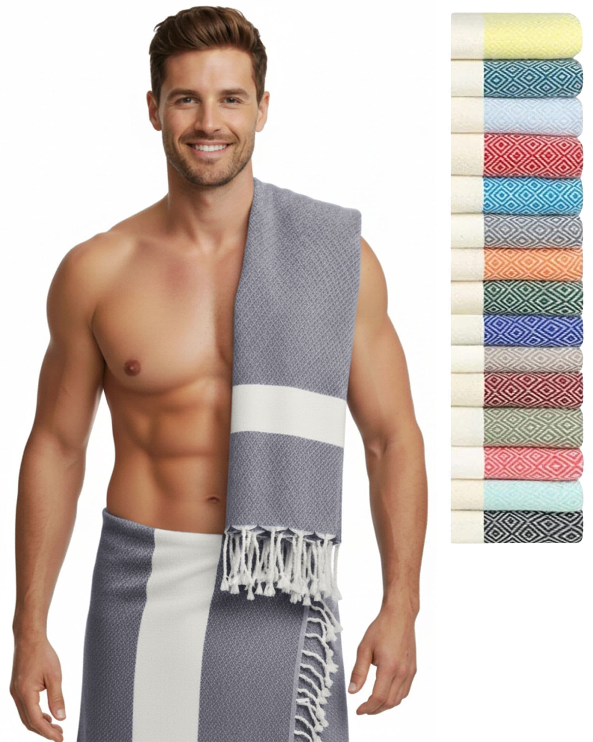 furora HOLIDAY Saunatuch XXL Grau 100x200 cm Bio-Baumwolle - Bild 2
