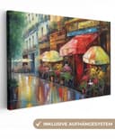 OneMillionCanvasses® Leinwandbild Straße - Ölfarbenoptik - Farbenfroh - Stadt Bild 2