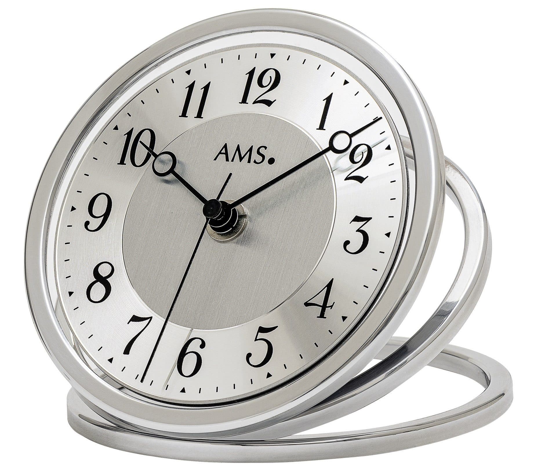 AMS Funktischuhr Silber Analog Quarz Funk