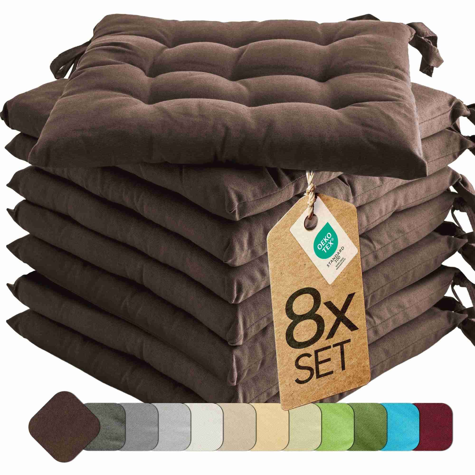 etérea Sitzkissen 40x40 cm Braun Outdoor Stuhlkissen mit Bändern - Bild 2