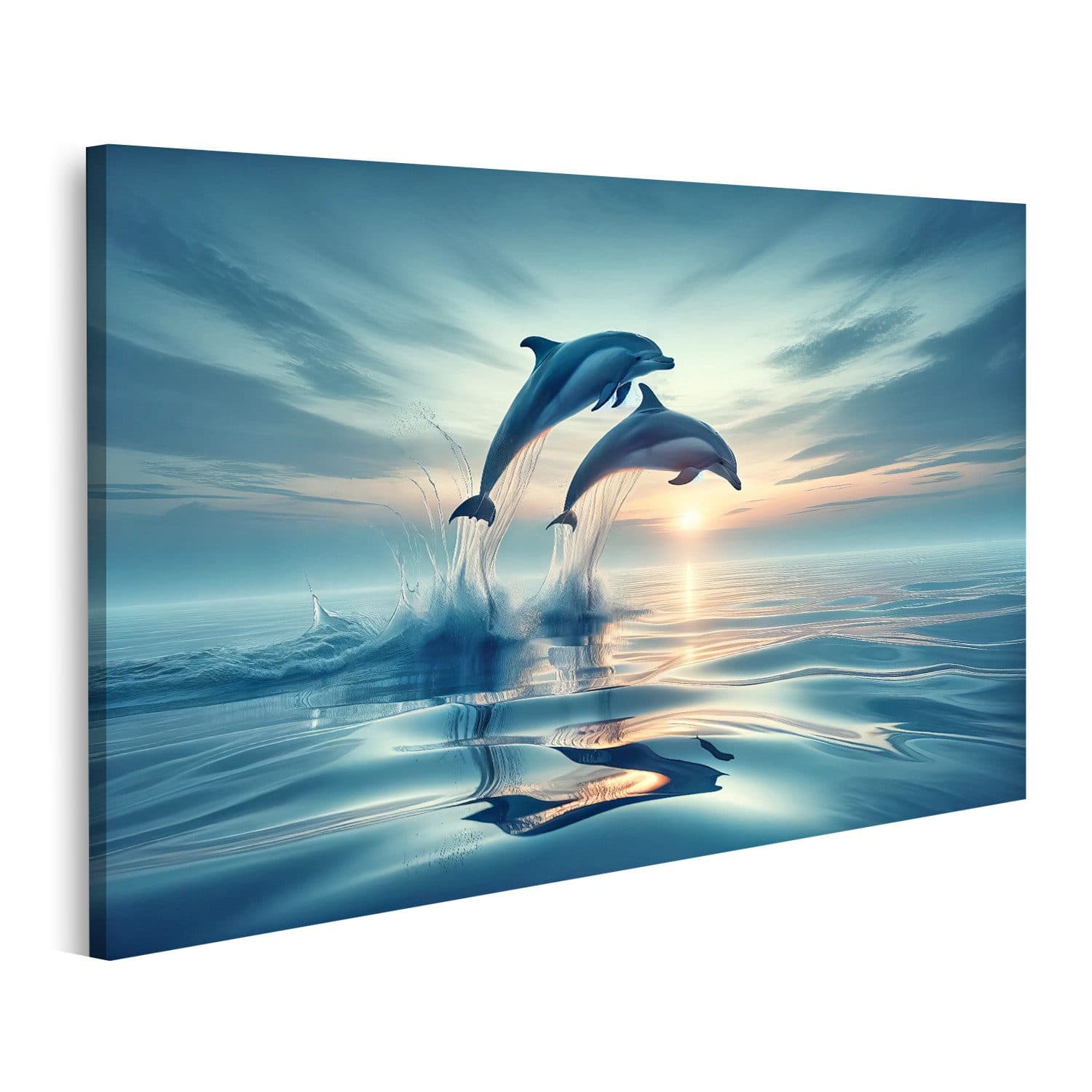 islandburner Wandbild Delphin Blau Leinwand