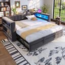 REDOM Schlafsofa mit LED-Beleuchtung und Stauraum Grau Bild 2