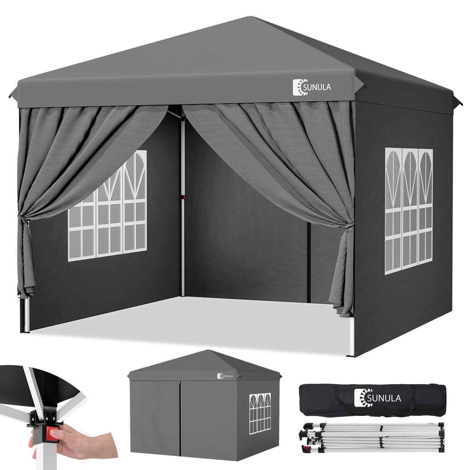 SUNULA Faltpavillon 3x3 m Gartenpavillon mit 4 Seitenteilen - Bild 2