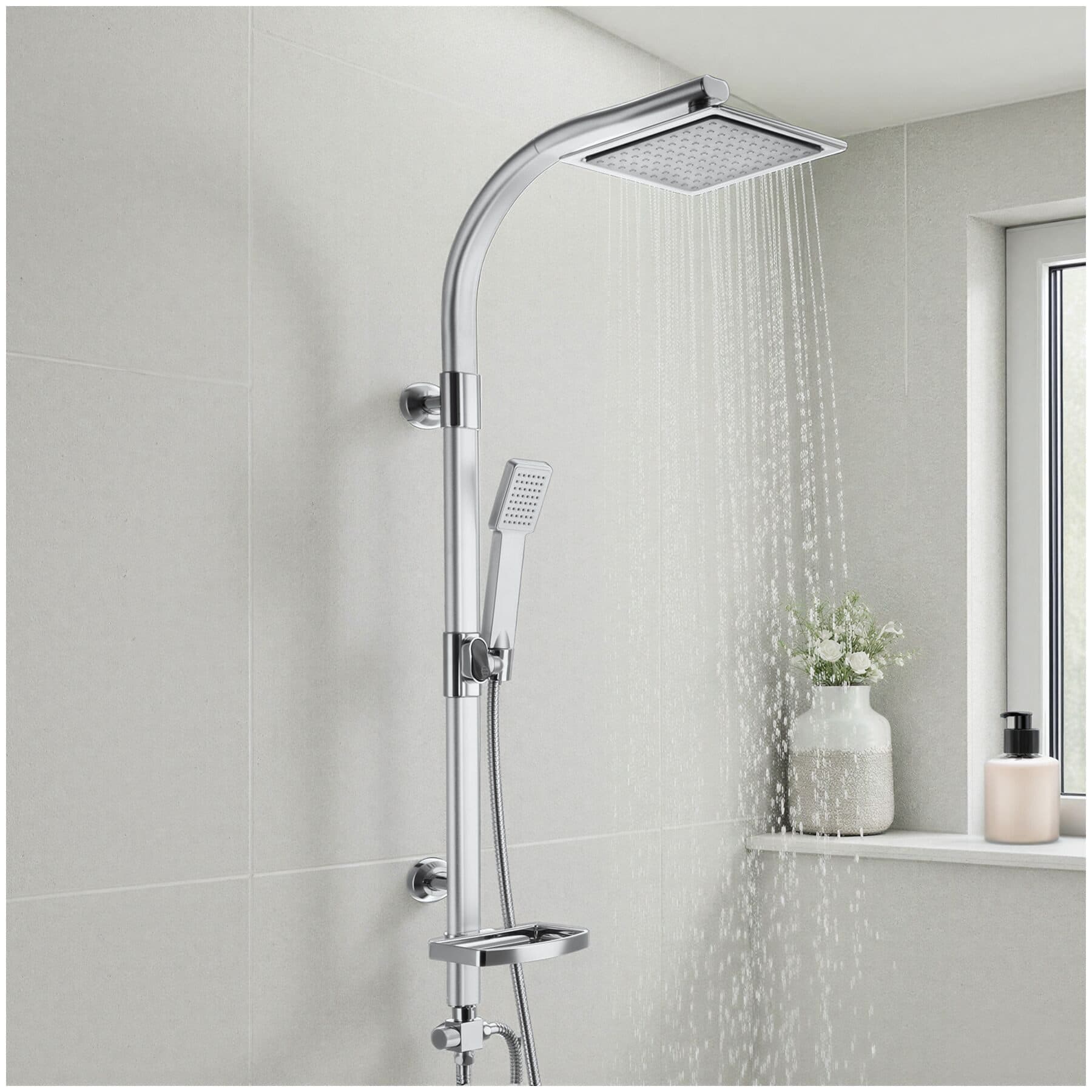 tectake Regenduschsystem Aluminium Chrom-Optik mit Handbrause - Bild 2