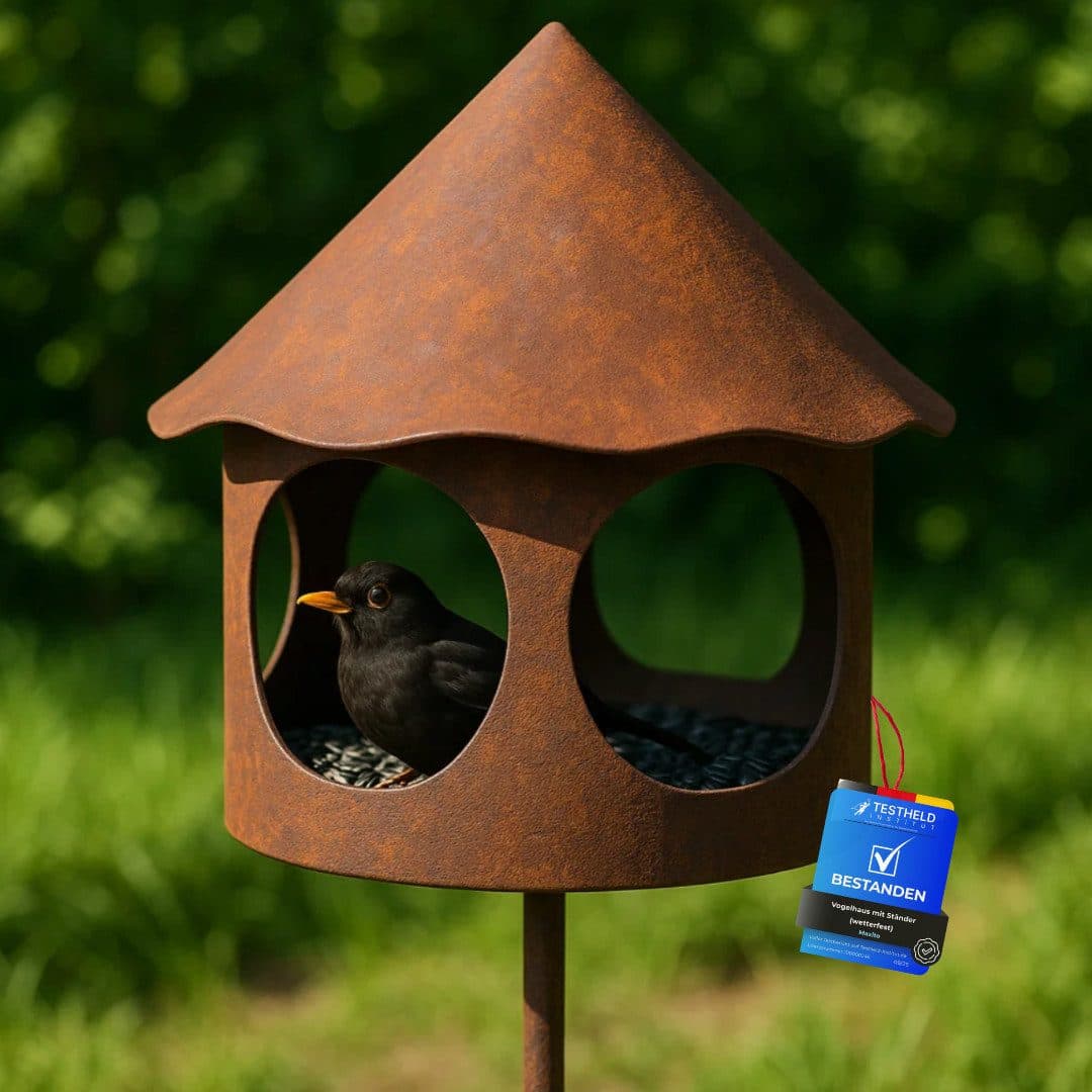 Maxito Vogelhaus mit Ständer wetterfest Metall rustikal - Bild 2