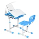 COSTWAY Kinderschreibtisch Blau mit Stuhl, Lampe & Schublade, höhenverstellbar Bild 2