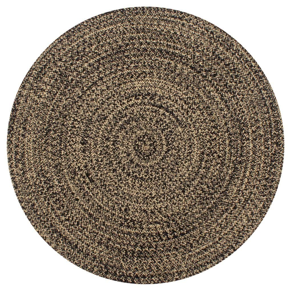 vidaXL Teppich Handgefertigt Jute Schwarz und Natur 120 cm Runde - Bild 2