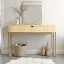 IDIMEX Konsolentisch FRIBO Eiche Gold Metallgestell 2 Schubladen Bild 2