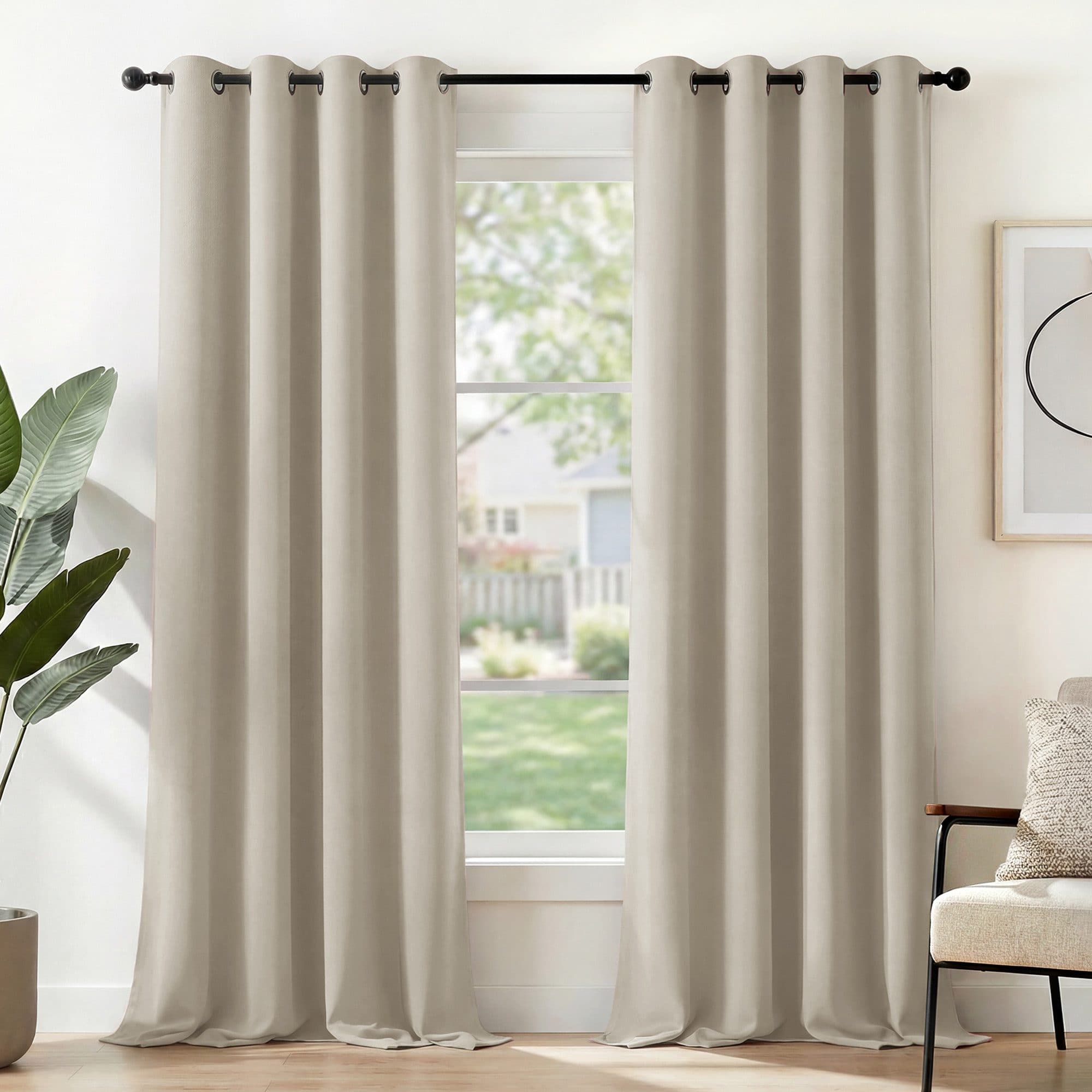 Deconovo Verdunkelungsvorhang 2er Set Beige Polyester Ösen - Bild 2