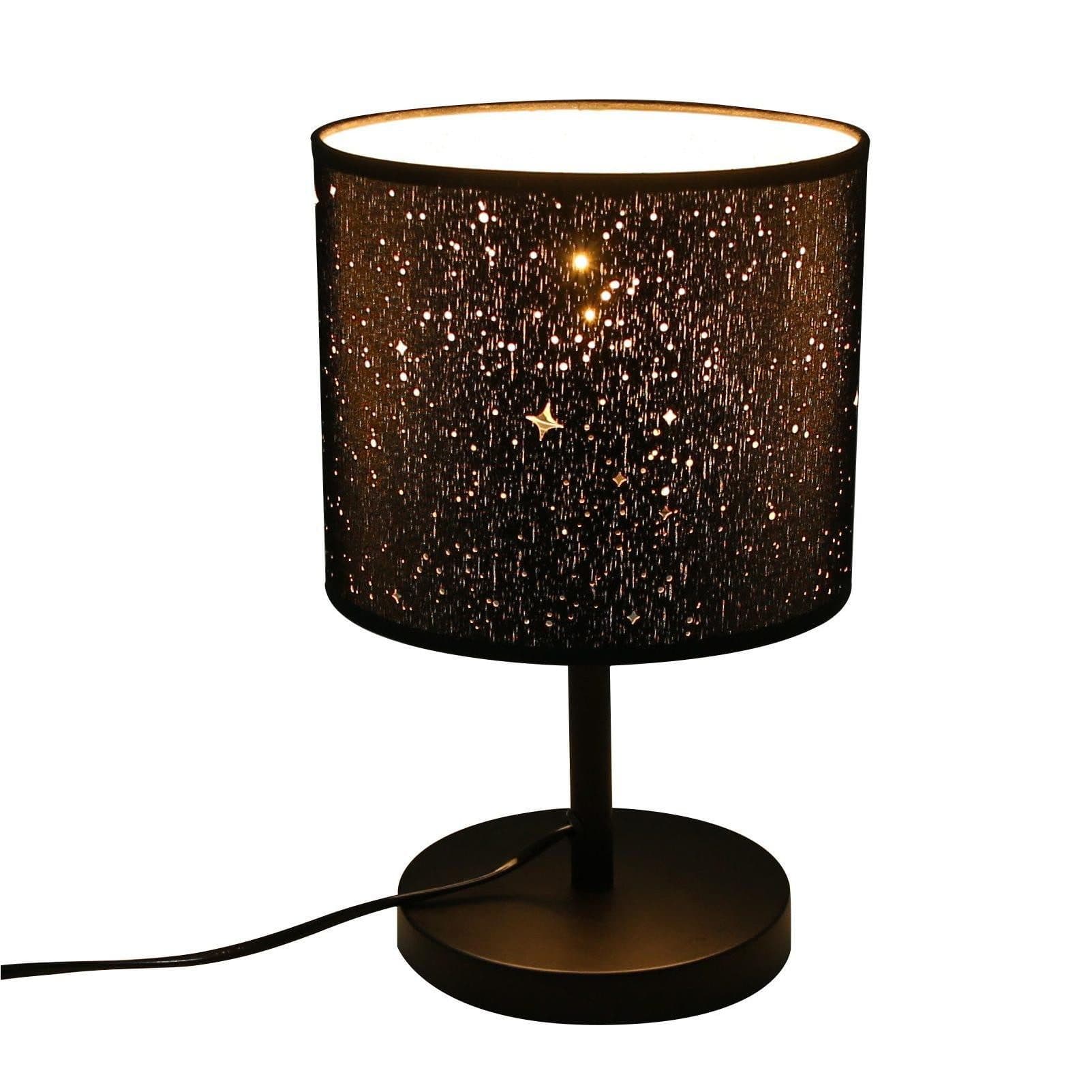 Nettlife Nachttischlampe Sternenhimmel Schwarz & Gold Stoffschirm - Bild 2