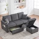 Odikalo Ecksofa mit Schlaffunktion, modulares L-förmiges Sofa mit Stauraum und Ausziehfunktion Bild 2
