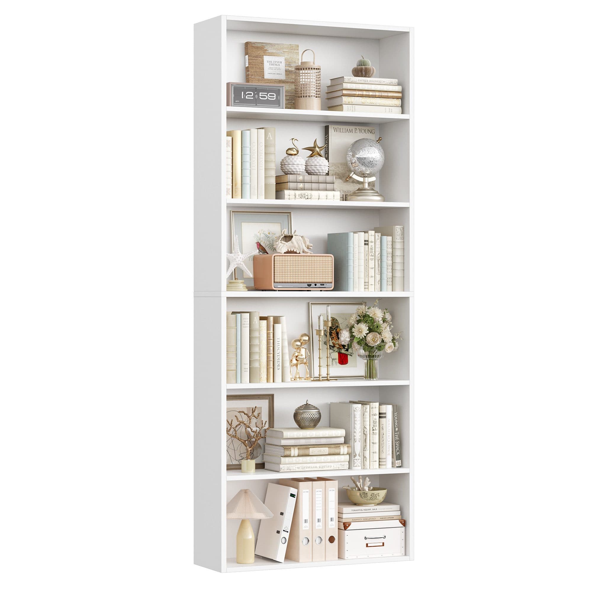 Homfa Bücherregal 180cm Standregal Büro Raumteiler 6 Fächer Weiß - Bild 2