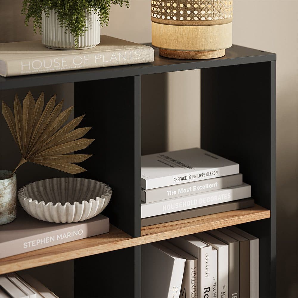 Vicco Raumteiler Karree Anthrazit/Gold Eiche 6 Ablagen