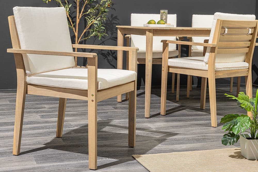 riess-ambiente Gartenstuhl KOPENHAGEN Akazie beige mit Kissen wetterfest - Bild 2