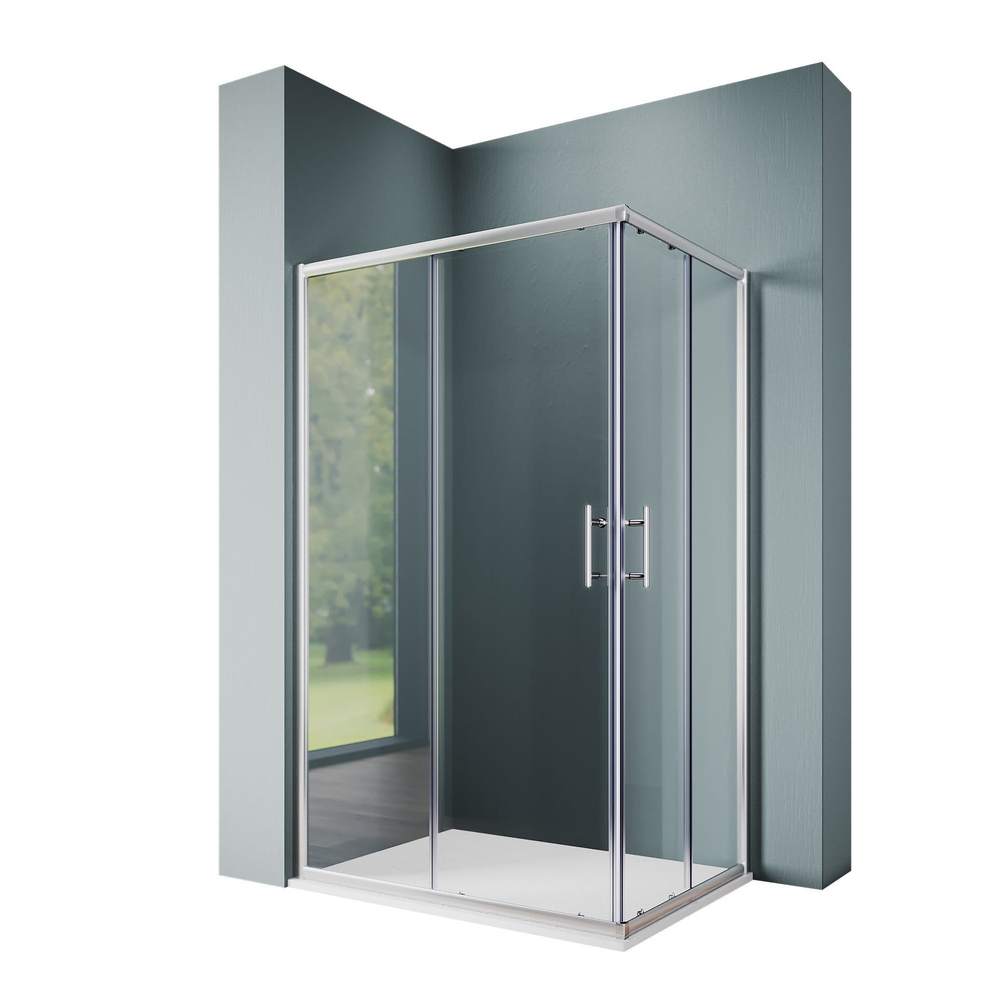 SONNI Eckdusche Duschkabine Eckeinstieg Schiebetüren ESG Glas 70x70 cm - Bild 2
