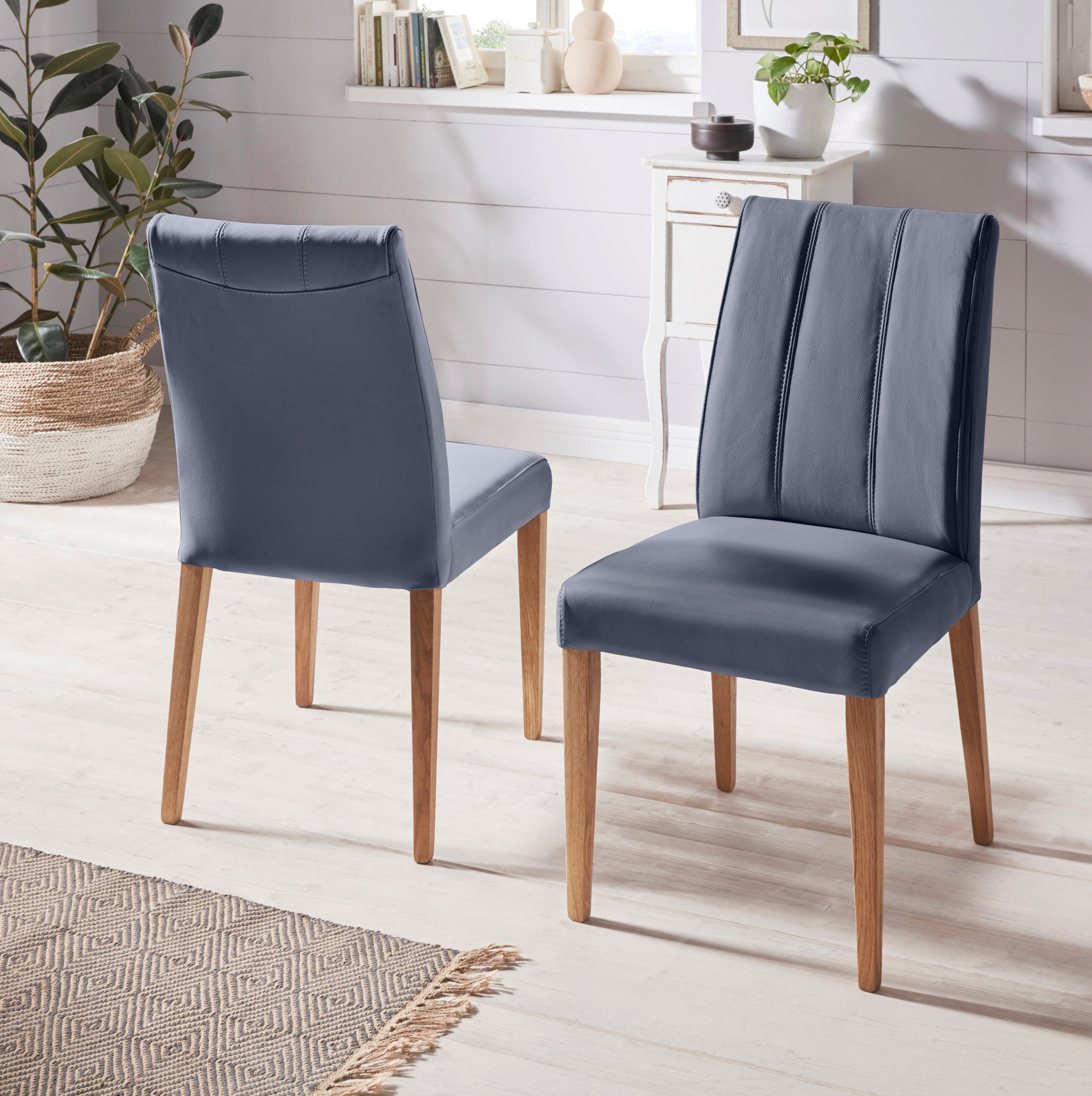 Home Affaire Esszimmerstuhl Set 2-tlg. Leder Cobalt Eiche Natur - Bild 2