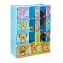 relaxdays Kinderkleiderschrank Steckregal mit Tiermotiven Blau Bild 2