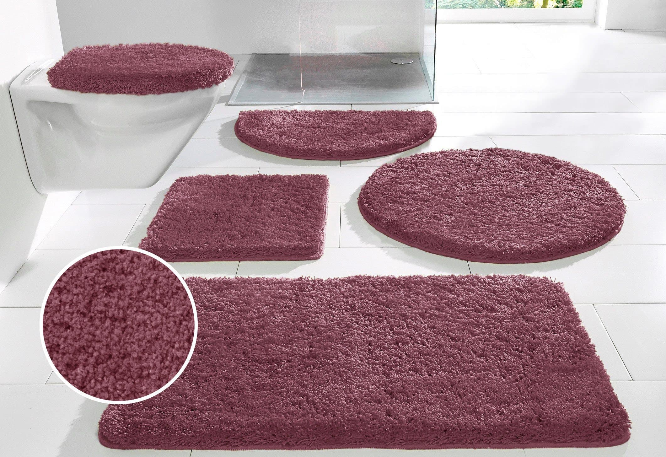 OTTO home Badematte Sanremo 3-tlg. Set Aubergine Polyester - Bild 2