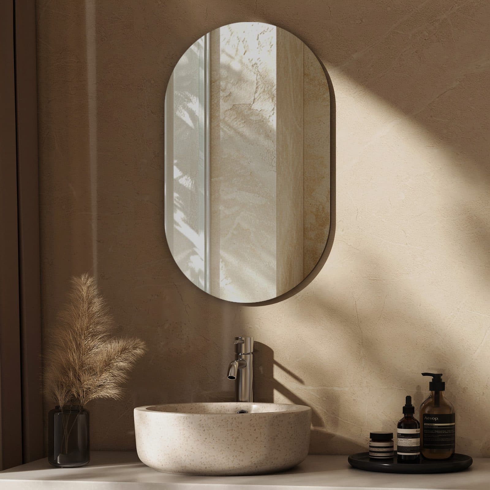 EMKE Ovaler Wandspiegel Ohne Rahmen 70x40cm HD Glas - Bild 2