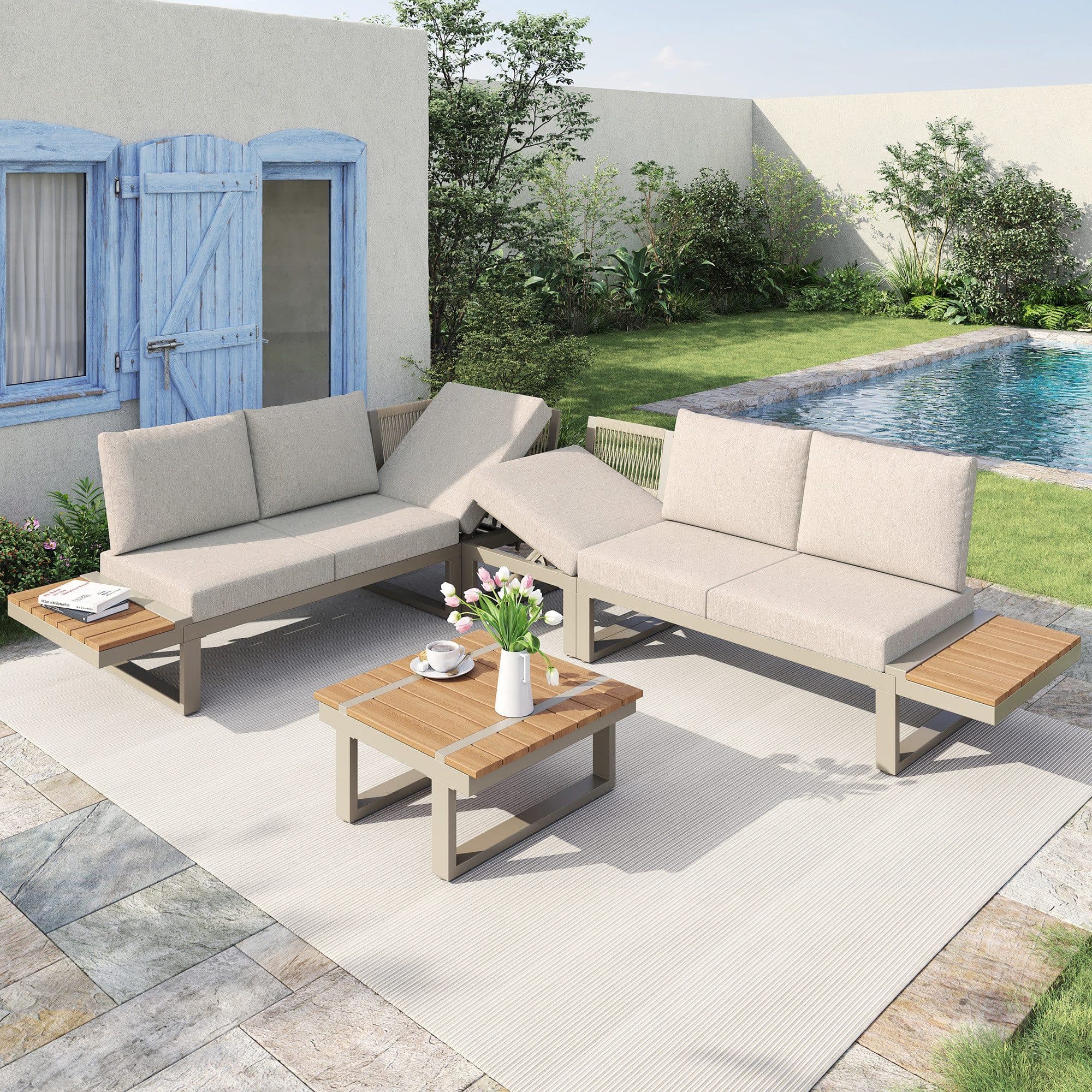 Flieks Gartenlounge-Set 6-Sitzer mit Neigungsfunktion - Bild 2