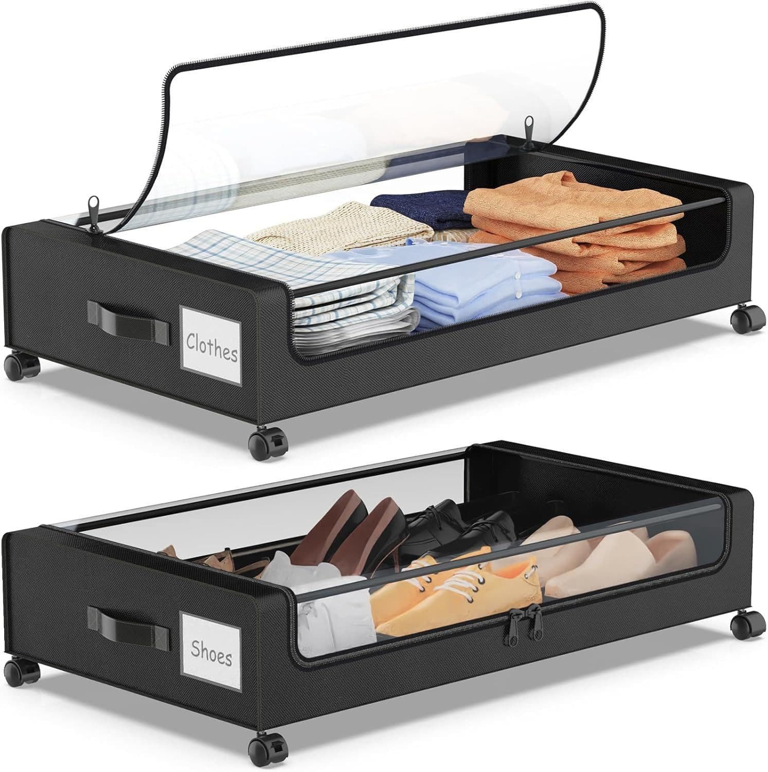 BlingBin Aufbewahrungsbox Unterbettkommode mit Rollen 78,1 x 43,2 x 16,5 cm - Bild 2