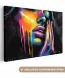 OneMillionCanvasses® Leinwandbild Frau - Gesicht - Farbe - Künstlerisch, Fotodruck 30x20 cm Bild 2