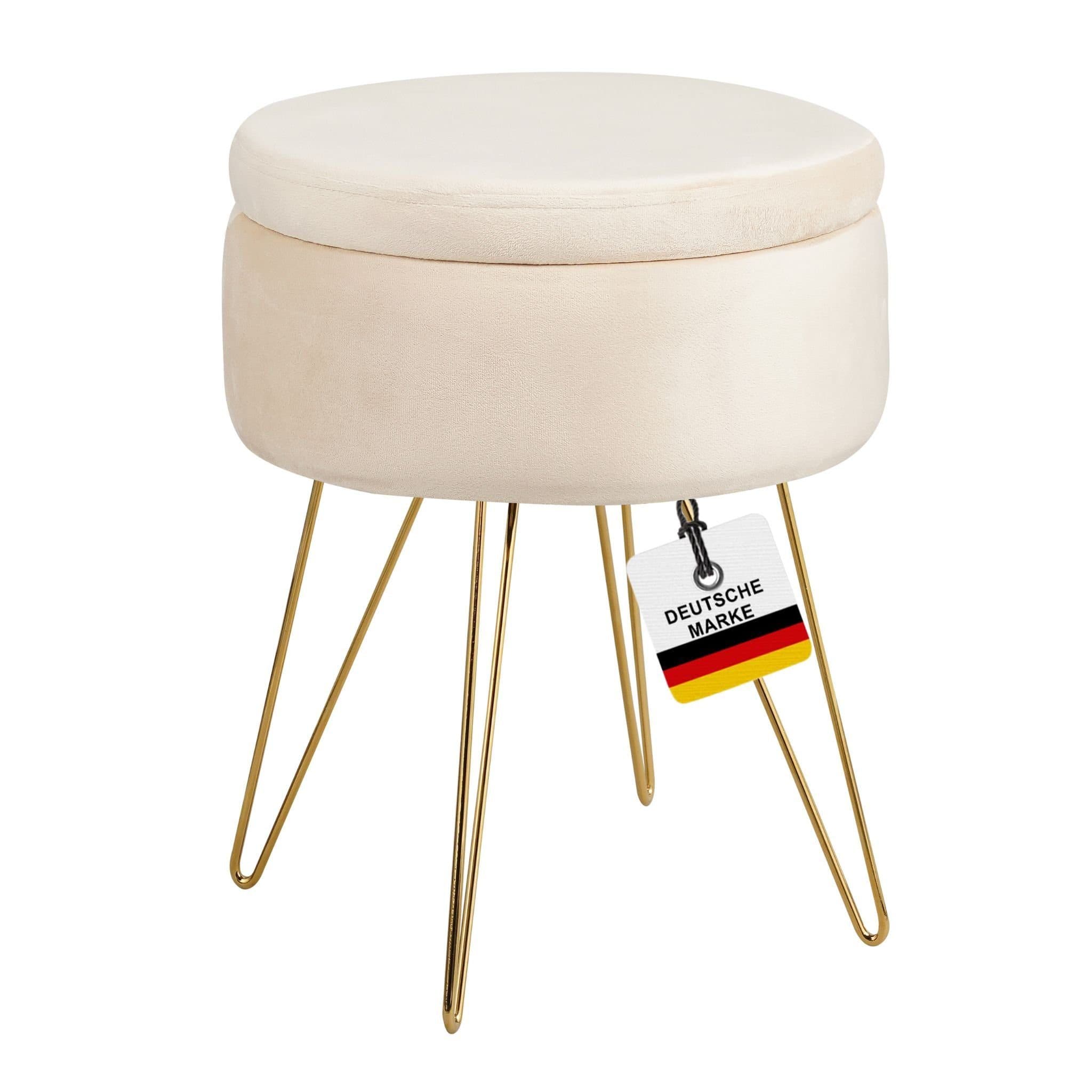Albatros International Polsterhocker Cannes Beige Samt mit Stauraum - Bild 2