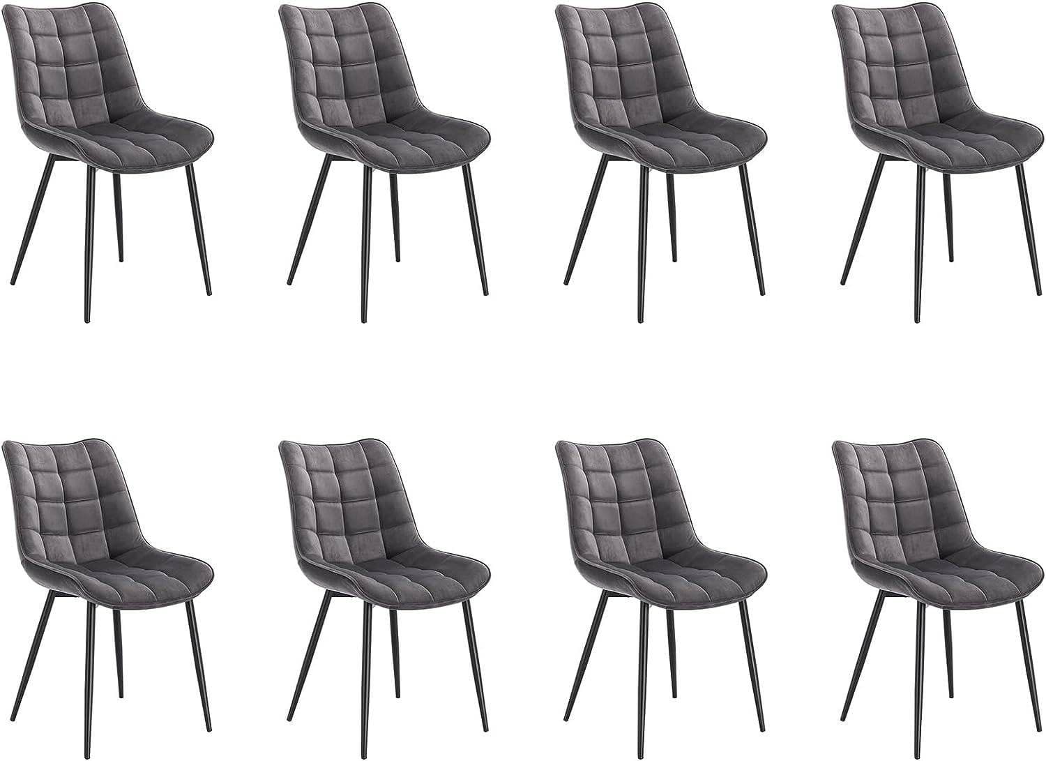 Woltu 8er Set Polsterstühle Esszimmerstuhl Samt Grau Modern - Bild 2