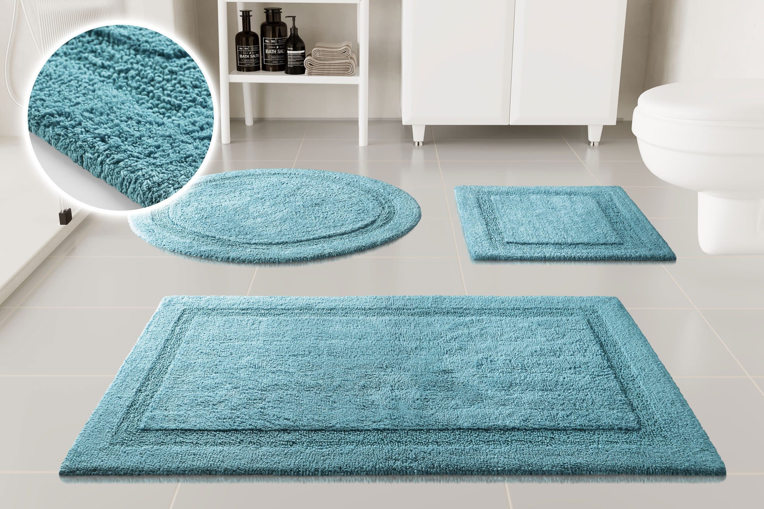 Badematte Badteppich Modern Rauchblau Baumwolle - Bild 2