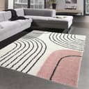 Carpetia Designerteppich Rosa Creme Grau Rundes Muster Bild 2