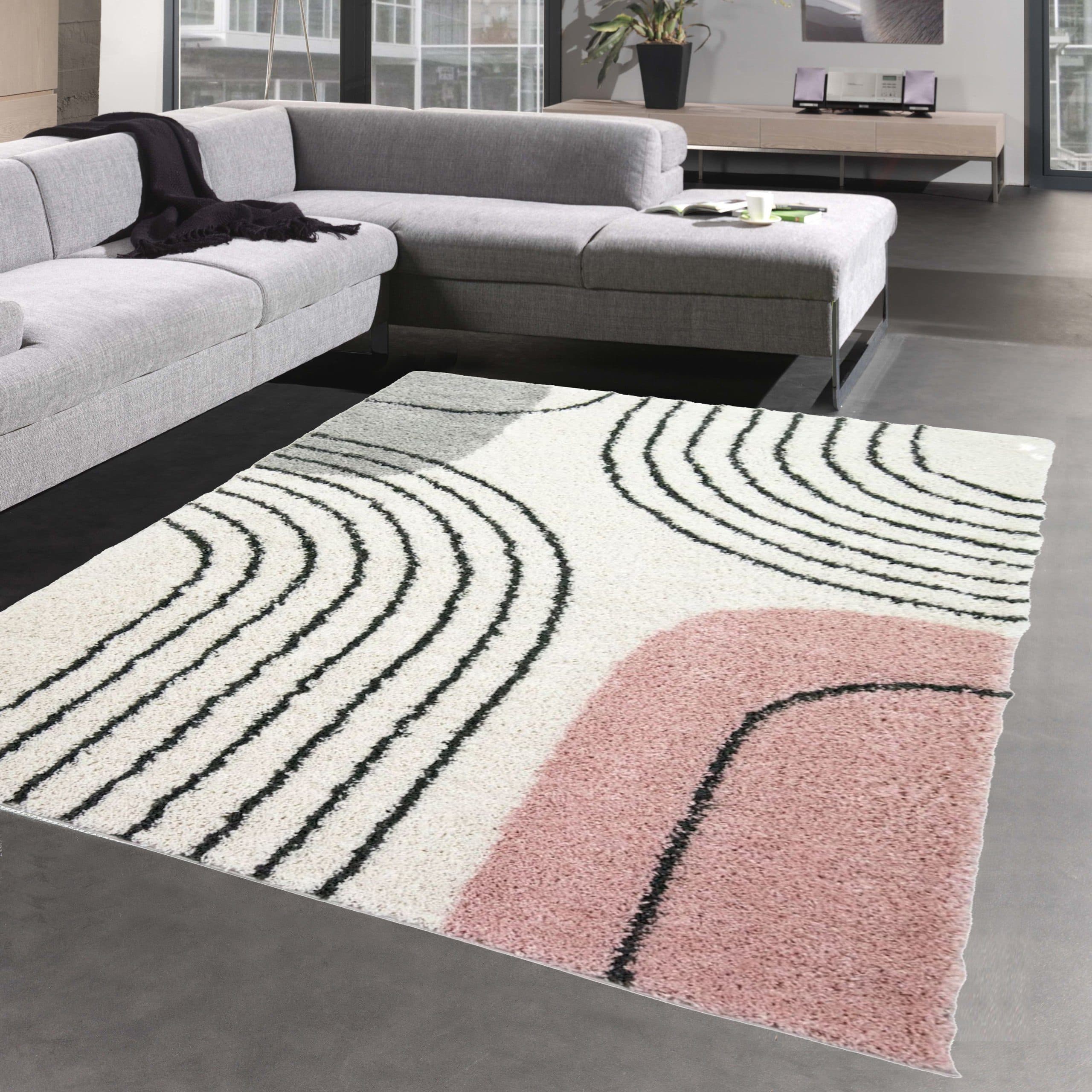 Carpetia Designerteppich Rosa Creme Grau Rundes Muster - Bild 2
