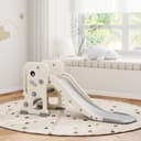 AIYAPLAY 3-in-1 Kinderrutsche mit Klettergerüst und Basketballkorb Bild 2