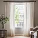 Deconovo Vorhang Halbtransparent Gardinen mit Kräuselband Voile Vorhänge Beige Bild 2