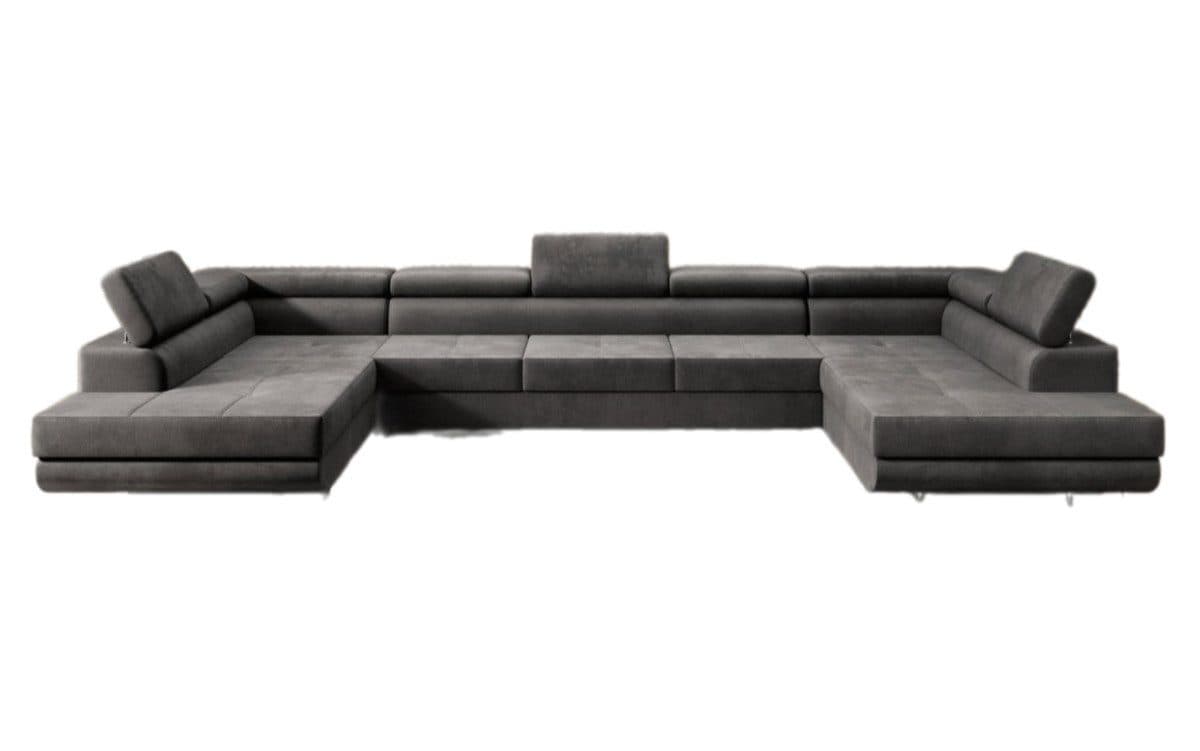 Luxusbetten24 Schlafsofa Taormina U-Form Samt Grau mit Schlaffunktion - Bild 2