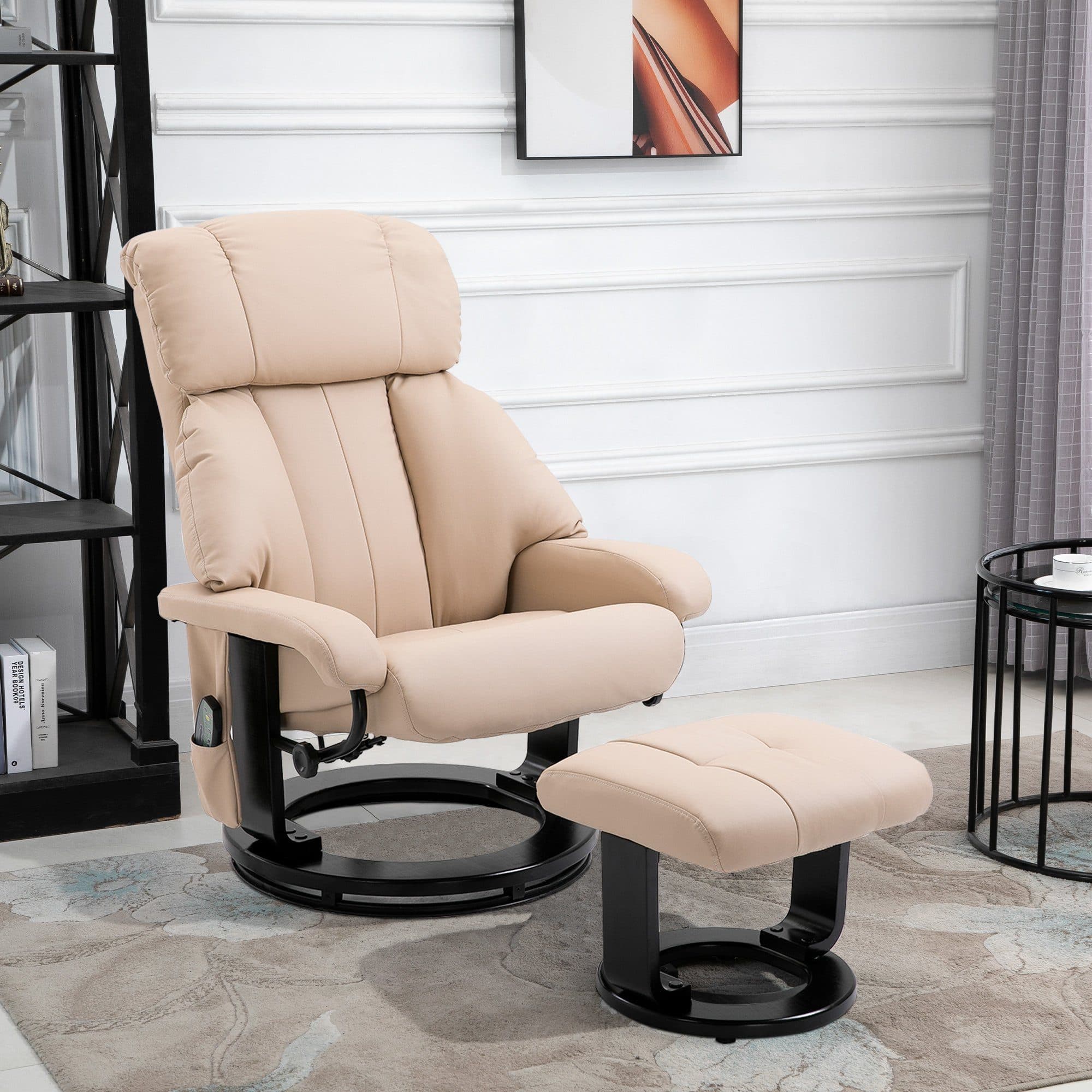 HOMCOM Massagesessel mit Hocker Cremeweiß 360° drehbar - Bild 2
