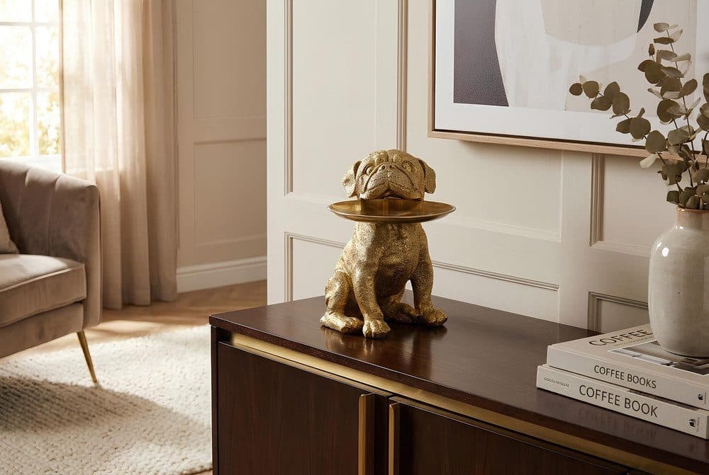 riess-ambiente Bulldogge 35cm Gold Spardose mit Ablageplatte - Bild 2