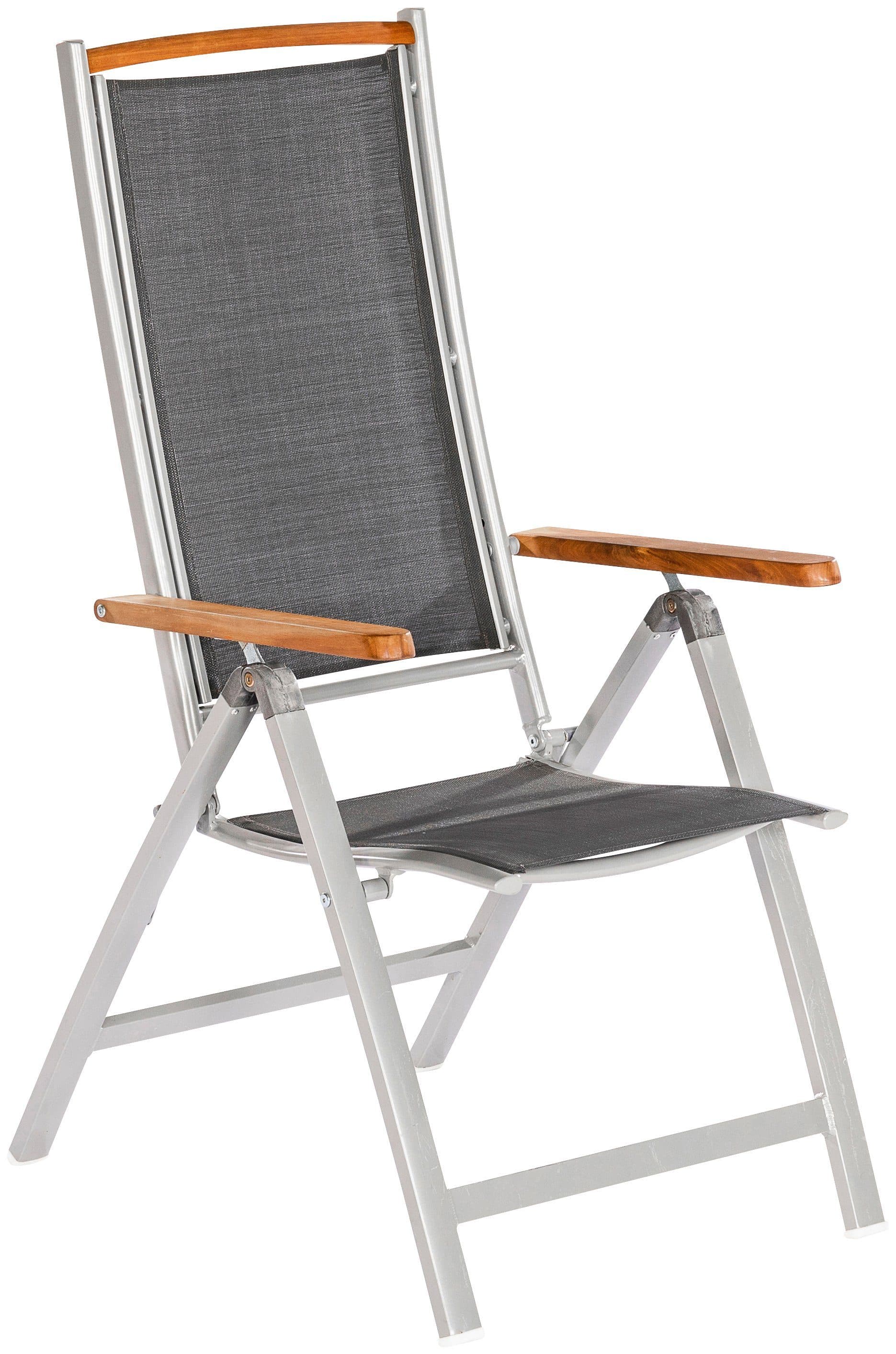MERXX Siena Gartenstuhl Klappsessel Anthrazit Aluminium Massivholz