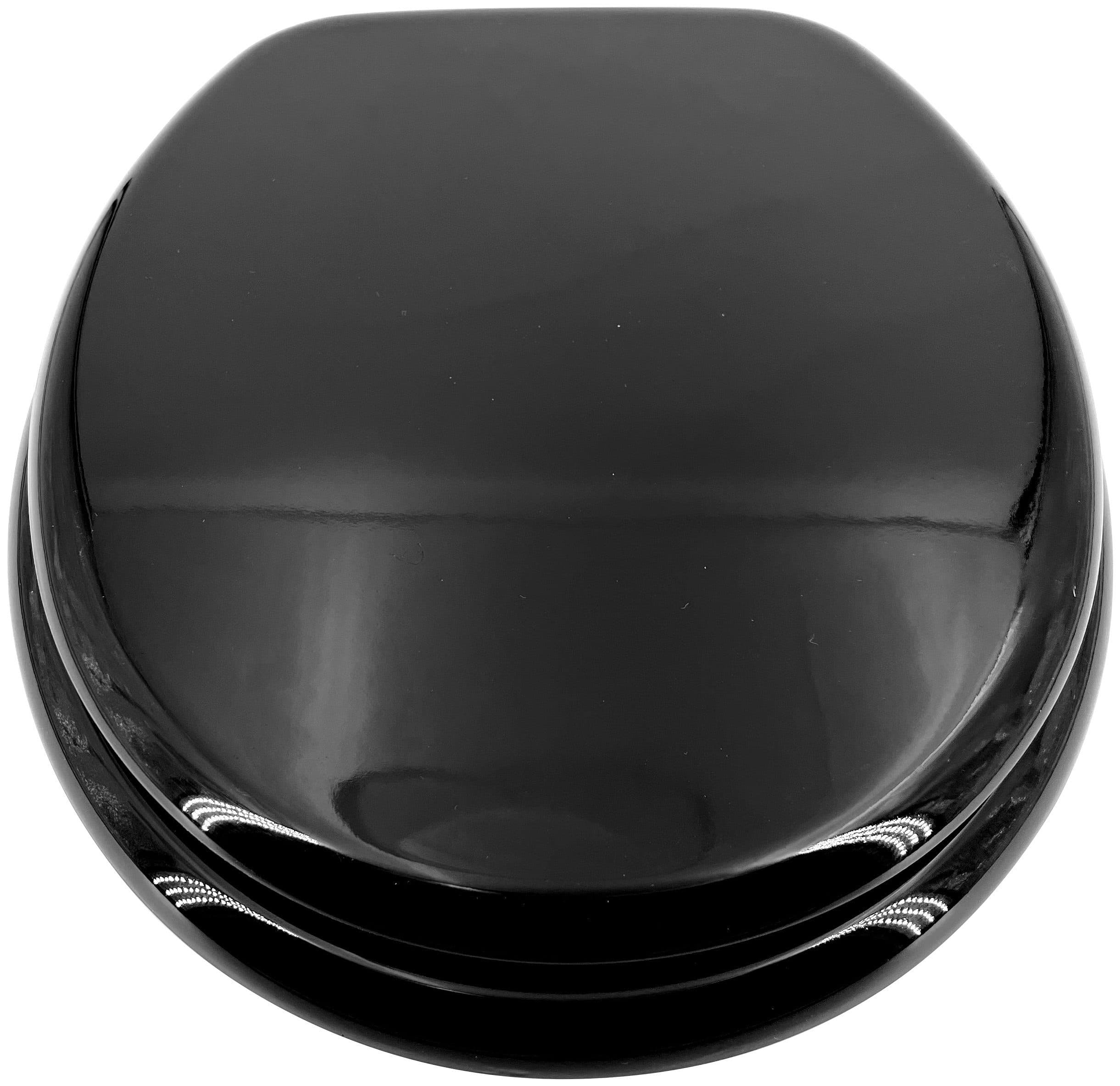 ADOB WC-Sitz Schwarz Oval Hochglanz mit Messing Scharnieren - Bild 2
