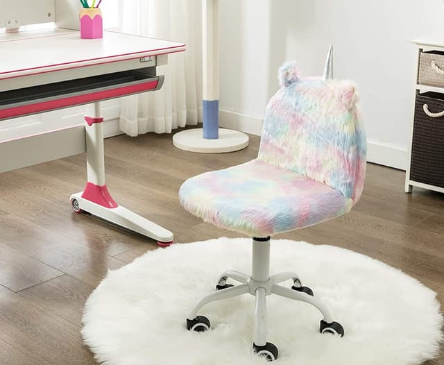 WAHSON Office Chairs Kinderstuhl - Bunter Kunstpelz Schreibtischstuhl