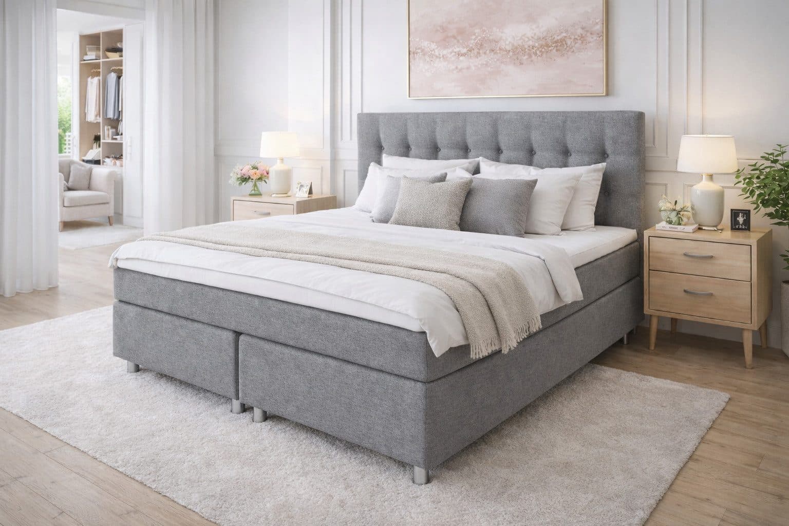 Tesla Dreams Boxspringbett Ronda Wendematratze 7-Zonen Polyester Grau - Bild 2