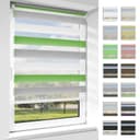 Vkele Doppelrollo Klemmfix ohne Bohren 230cm Grün-grau-Weiß Bild 2