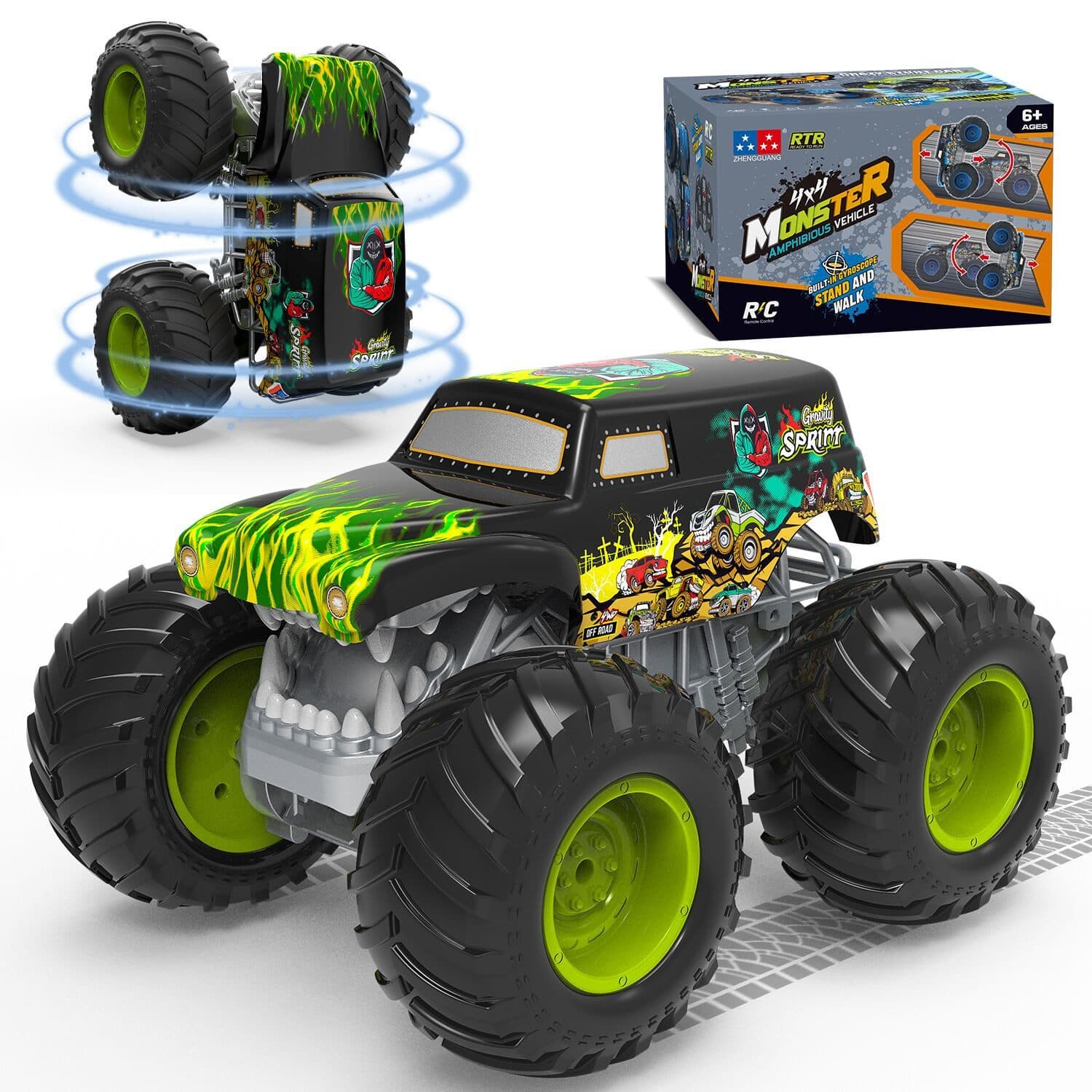 Esun Ferngesteuerter Monstertruck Grün Amphibienfahrzeug 1:16 - Bild 2