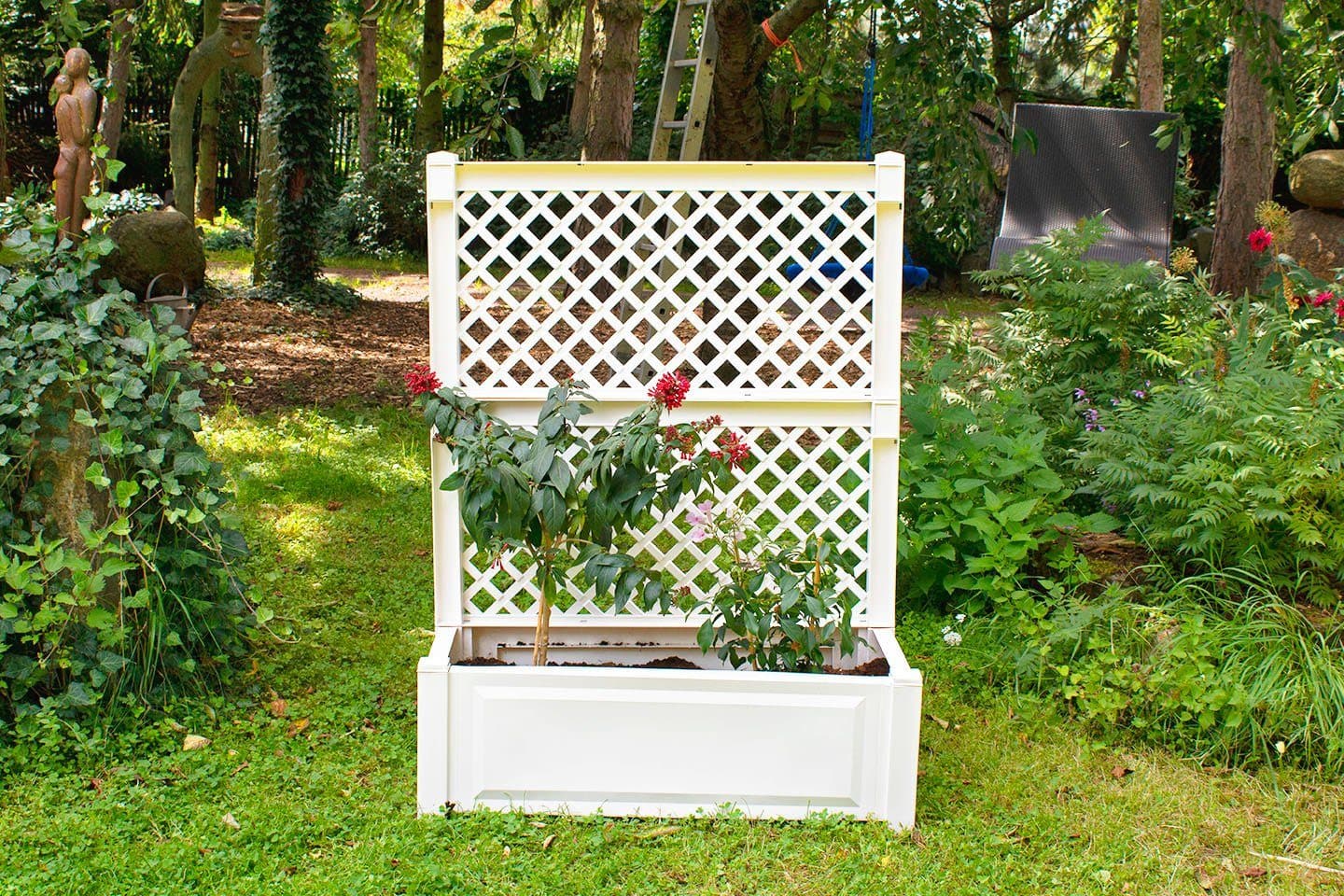 KHW Spalier Pflanzkasten Weiß 100 cm mit Rankhilfe - Bild 2
