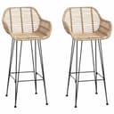 vidaXL Barhocker 2er-Set Natur Rattan Eisen Bild 2