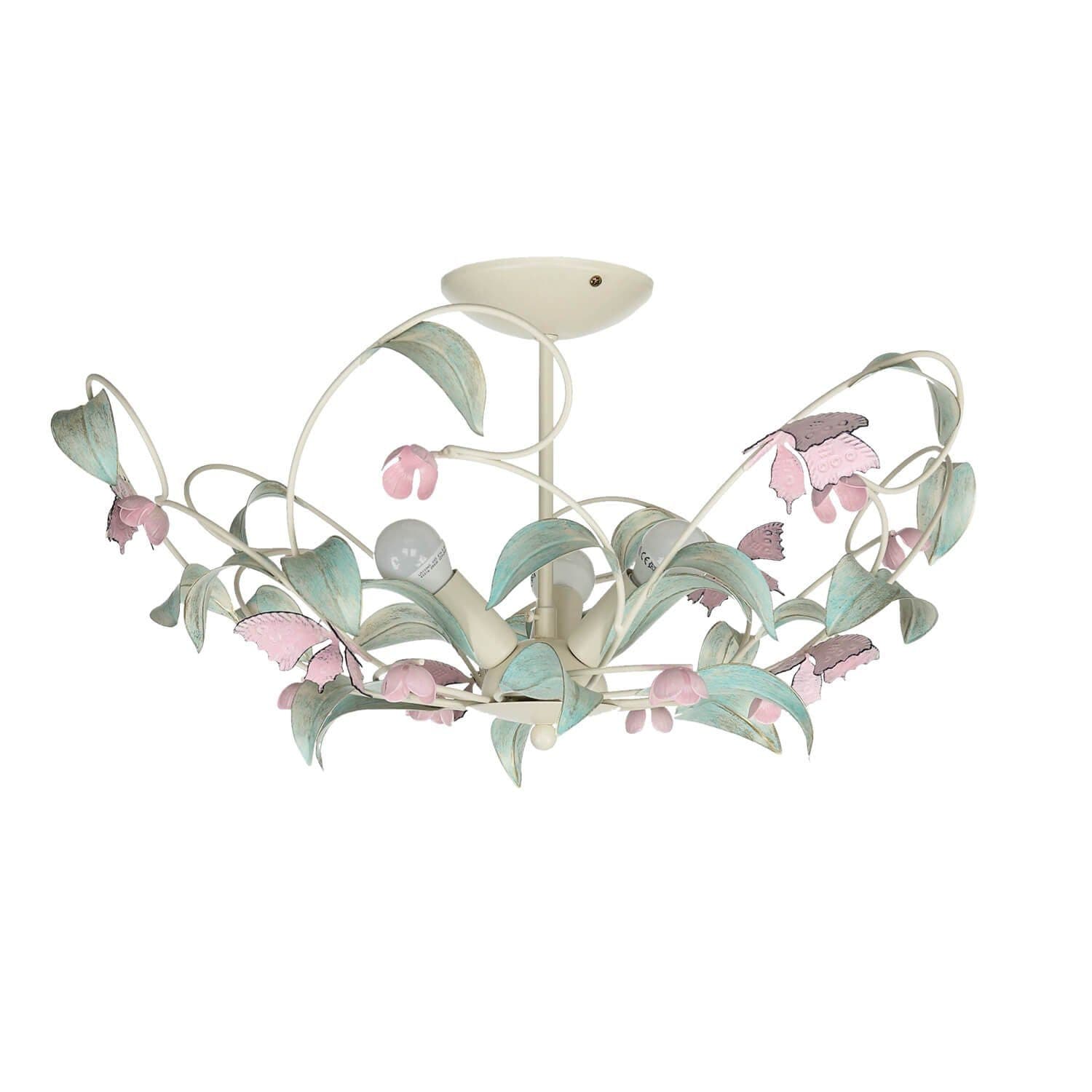 Licht-Erlebnisse Deckenleuchte SUMMER Weiß Rosa Metall Floral - Bild 2
